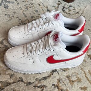 Nike Air Force 1 White, Gray and Red Air Sneakers. New in Box